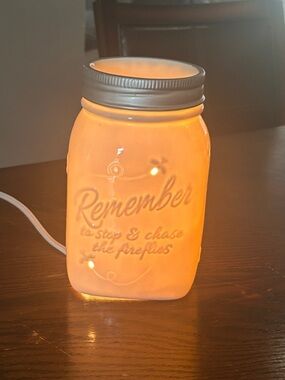Scentsy Turquoise Mason Jar Plug-In Warmer "Remember" Hx7”